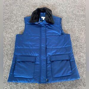 Chapter Club Down Puffer Vest with Faux Fur Removable‎ Collar SZ M
